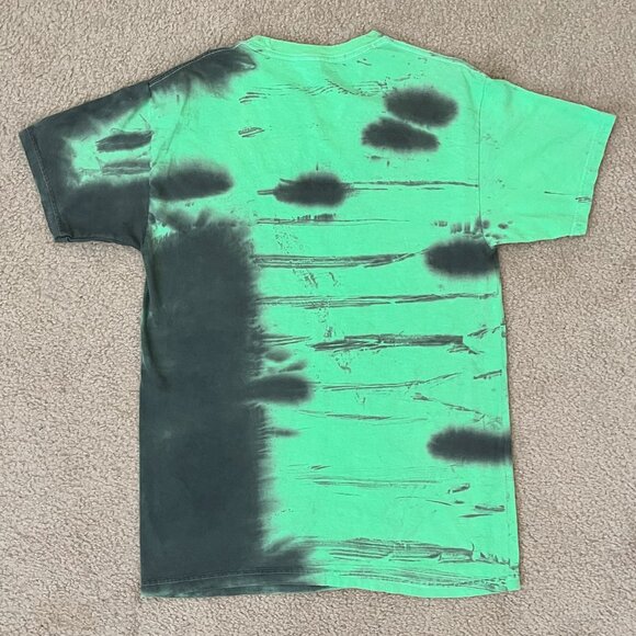 Spooky Scary Skeletons Green Tye Dye Men's T-Shirt Tee Small - Picture 2 of 3